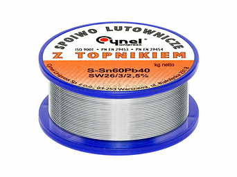 Cyna z topnikiem 2,0mm szpula 100g Cynel Sn60Pb40