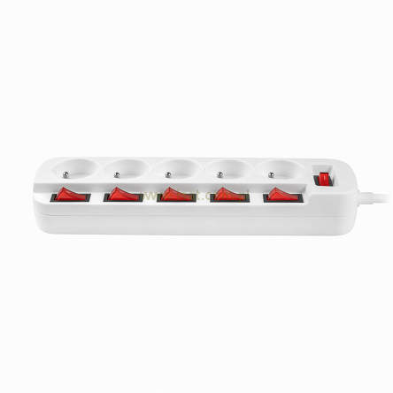 Przedłużacz sieciowy Rebel z 6 wyłącznikami 5 gniazd- przewód 3,0m 3x1,5mm2 16A