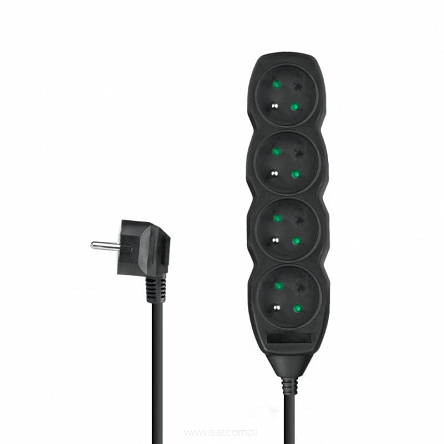 Przedłużacz elektryczny 4xGN czarny 1,5m