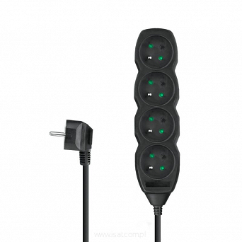 Przedłużacz elektryczny 4xGN czarny 1,5m