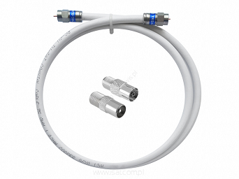 Przewód TV SAT wtyk F - wtyk F 10 metrów biały