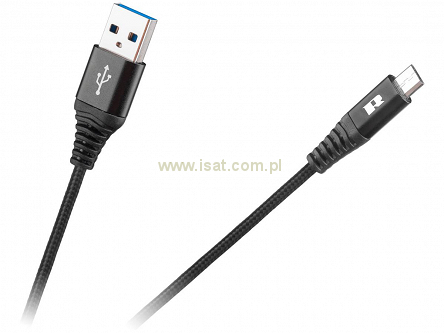 Kabel USB 2.0 wtyk A - wtyk USB micro 2m w oplocie czarny Quick Charge
