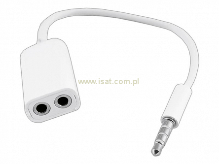 Adapter wt.Jack 3.5 4polowy-2xJack 3.5 stereo biały