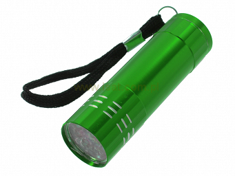 Mała latarka aluminiowa 9 LED zielona 3xAAA 50lm 1W