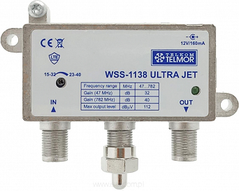 Wzmacniacz DVB-T2 Telmor WSS-1138 Ultra Jet 38dB