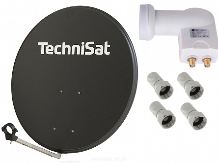 Antena satelitarna Technidish 80cm czasza grafit + konwerter twin i złącza F