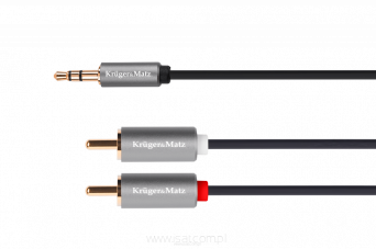 Przewód kabel audio wtyk Jack 3,5mm - 2x wtyk RCA (Cinch) długość 5,0m K&M