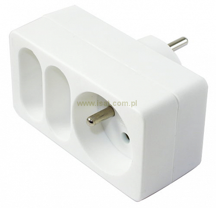 Rozgałęźnik elektryczny 1 wtyk / 3x gniazdo z uziemieniem 230V 50Hz 3500W