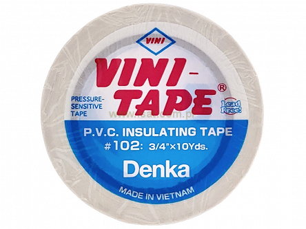 Taśma izolacyjna PVC VINI biała 19mm / 0.2mm / rolka 9,144m