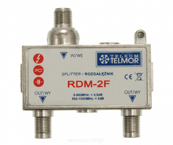 Rozgałęźnik RTV małostratny 1/2 Telmor RDM-2F podwójna izolacja