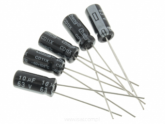 Kondensator elektrolityczny 10uF 63V 5x11mm 5sztuk