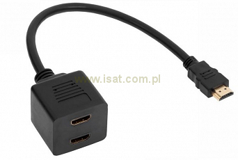 Adapter wtyk HDMI - 2x gniazdo HDMI, sumator sygnału na kablu 30cm