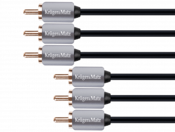 Kabel 3RCA-3RCA component 1.8m Kruger&Matz metalowe wtyki