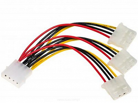  Adapter z kablem Molex (m) / 3x Molex (f) 3x 15cm Akyga