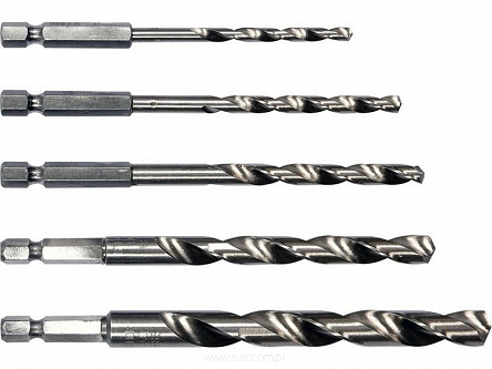 Wiertła HSS do metalu 5szt. 4-10mm z mocowaniem HEX 1/4