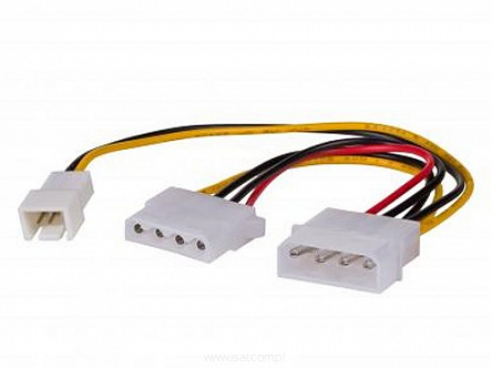 Adapter z kablem  Molex (m) / 2 pin 12V (m) / Molex (f) 15cm Akyga