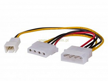 Adapter z kablem  Molex (m) / 2 pin 12V (m) / Molex (f) 15cm Akyga