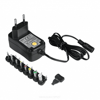 Zasilacz uniwersalny, 30 W, 2500 mA, 8 końcówek do zasilania elektroniki