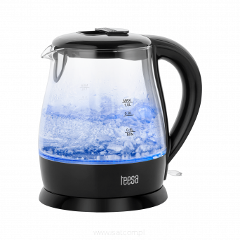 Czajnik elektryczny TEESA, szklany, 1630 W, czarny, 1 L