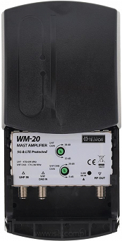 Wzmacniacz antenowy masztowy Telmor WM-20 38dBi VHF/DAB/UHF