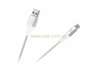 Kabel USB 3.0 wtyk A - wtyk Micro USB B 50cm w oplocie biały Quick Charge