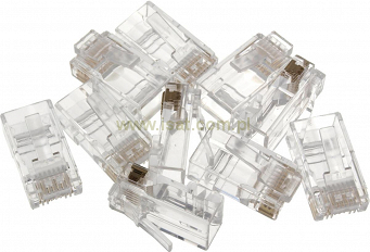 Wtyk modularny RJ45 8p8c drut kat.6 przelotowy 10 sztuk