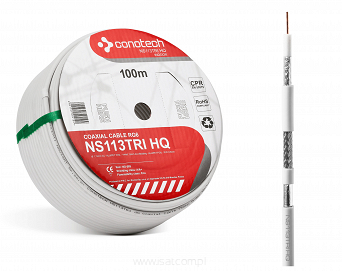 Przewód koncentryczny Conotech NS113TRI rolka 100m żyła 1,13mm Cu Trishield oplot AL 98%