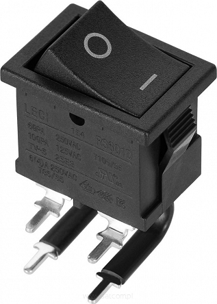 Przełącznik ON-OFF bistabilny 4 pin 230V RS-601D kołyskowy czarny