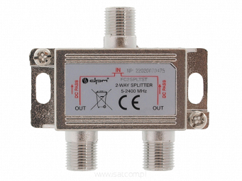 Rozgałęźnik splitter RTV-SAT dwukrotny 5-2400MHz DC Pass