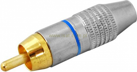 Wtyk Cinch RCA niebieski metalowy HQ profesjonalny