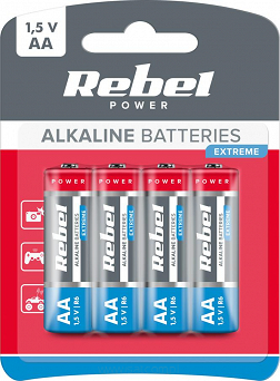 Baterie AA (R06) alkaliczne Rebel Extreme blister 4szt