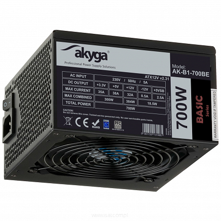 Zasilacz do ATX 700W BLACK EDITION P4+4 PCI-E 6 pin i 6+2 pin 5x SATA PPFC FAN 12cm